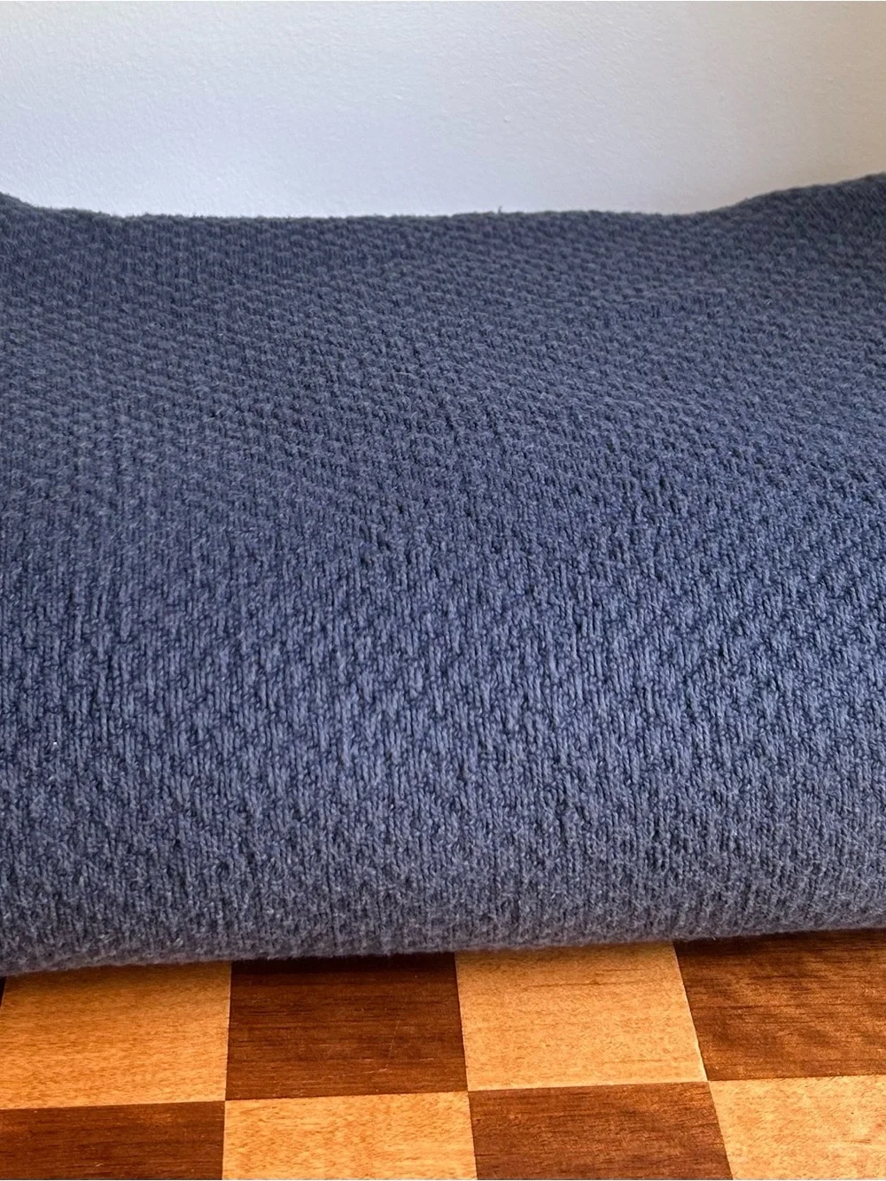 Pottery Barn NEW Washed Cotton Basket Weave Blanket. Size Full/Queen color Navy
